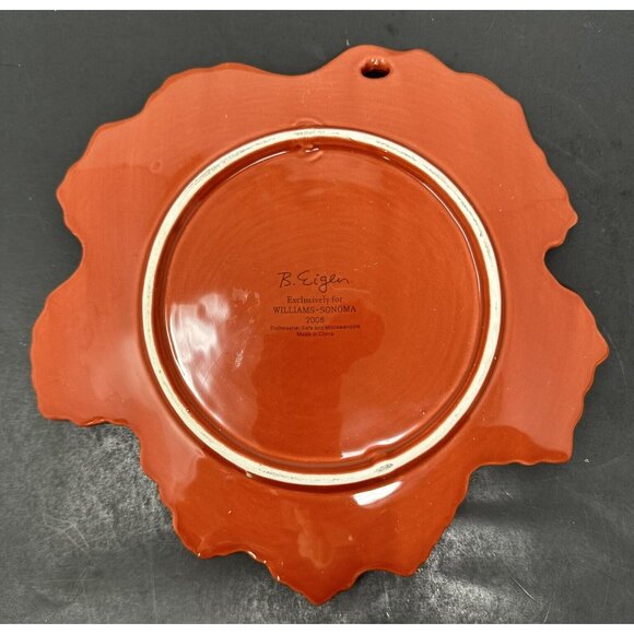 2 BARBARA EIGEN WILLIAMS-SONOMA AUTUMN HARVEST Red Yellow Salad Leaf Plates - Picture 4 of 12